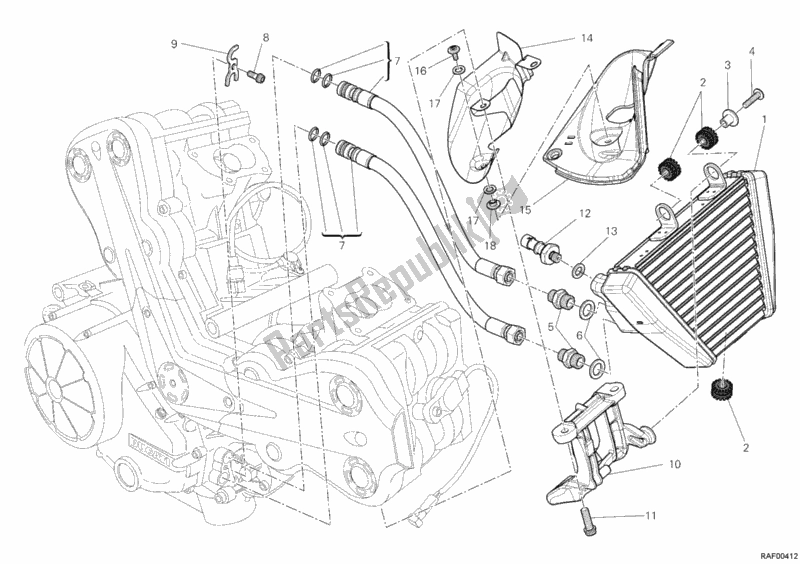 All parts for the Oil Cooler of the Ducati Diavel Carbon 1200 2012